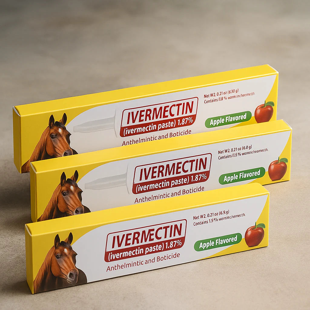 3-Pack Ivermectin Horse Paste 1.87% Apple Flavour – 6.08g Oral Dewormer for Horses | Effective Broad-Spectrum Worm Control
