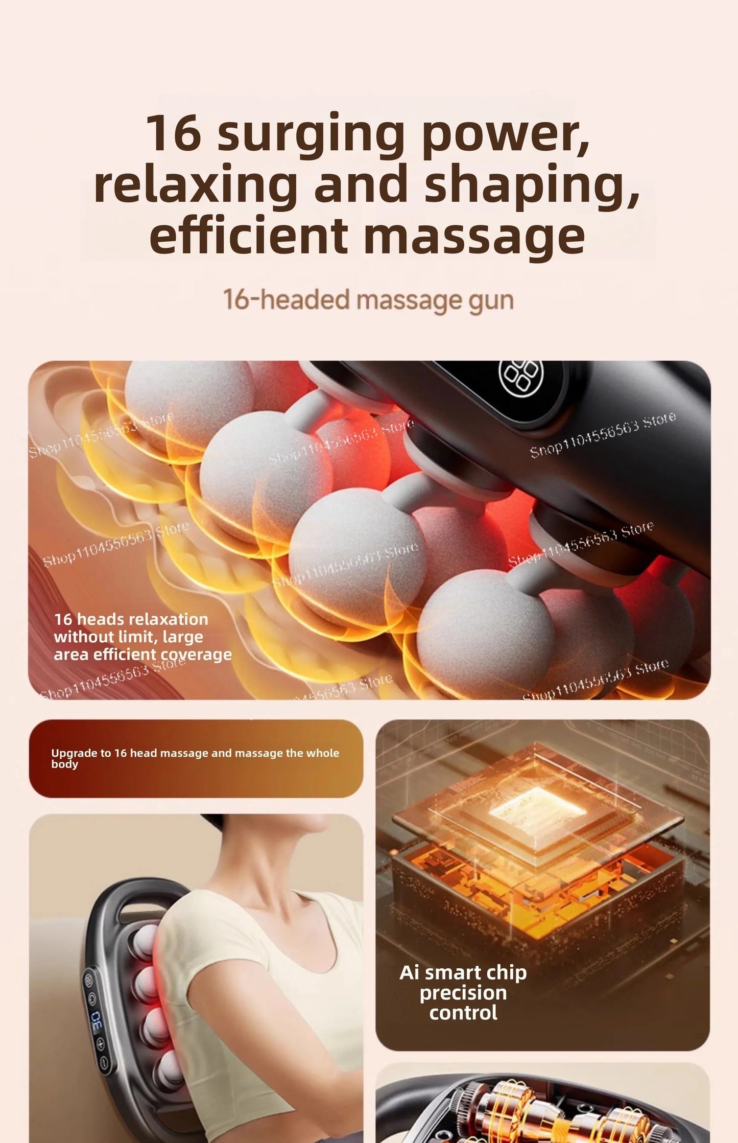 Muscle Massage Gun 16 Heads Deep Tissue Relaxation Neck Massager