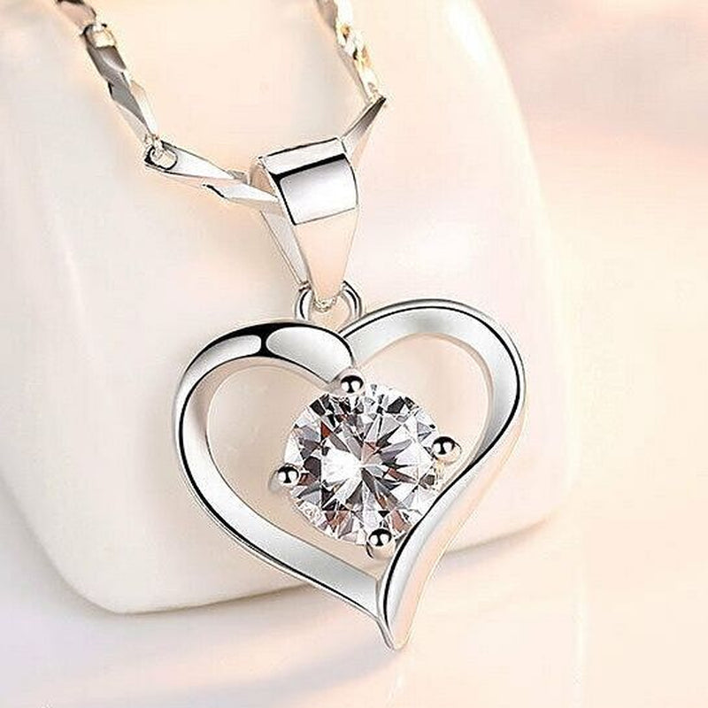 Crystal Heart Pendant Chain Necklace Jewellery 