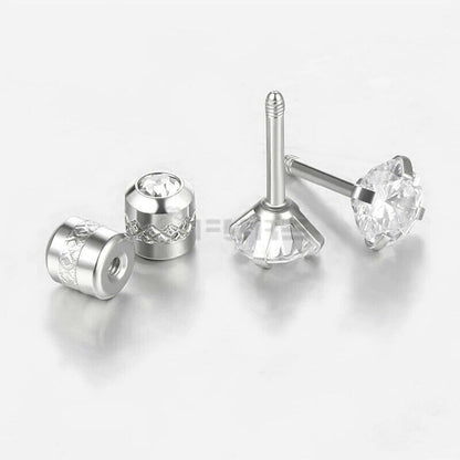 3Mm Silver Trendy Screw Back Cubic Zirconia Crystal Cartilage Stud Earrings