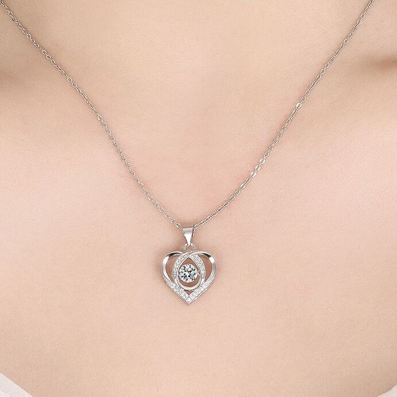 Sterling Silver Crystal Heart Pendant Necklace
