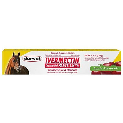 Durvet Ivermectin Paste 1.87% Apple Flavoured Horse Dewormer | Broad-Spectrum Parasite Control | Easy Oral Syringe