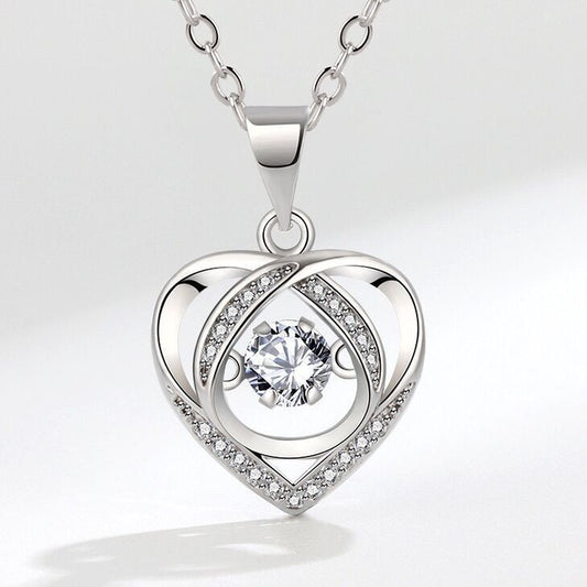 Sterling Silver Crystal Heart Pendant Necklace