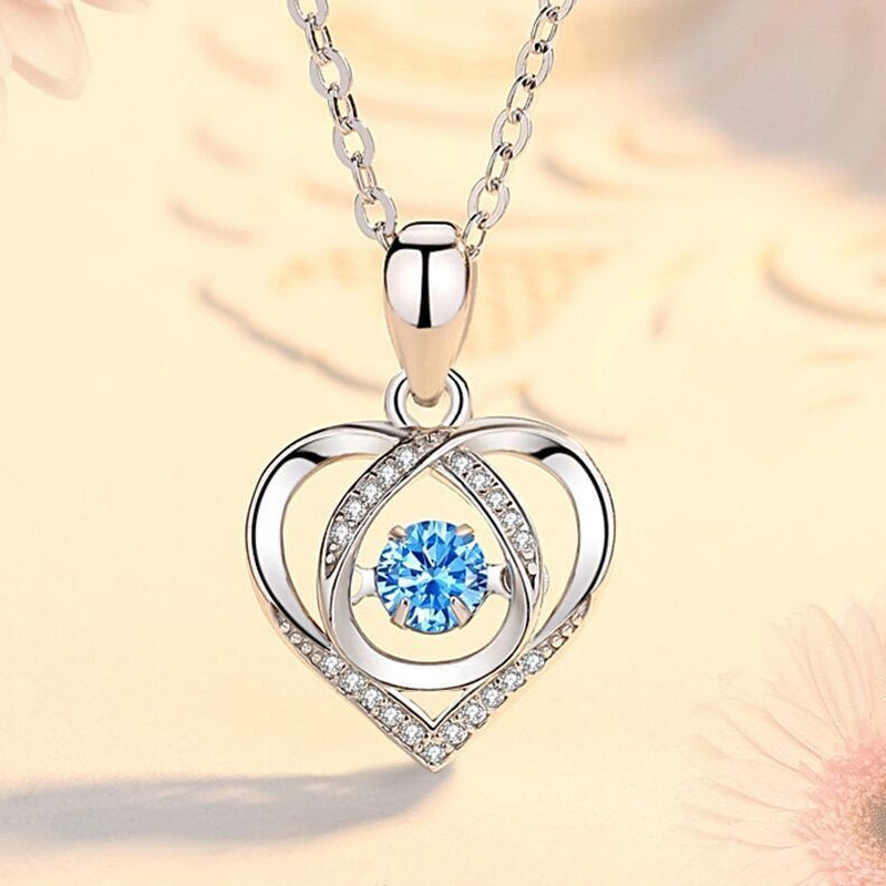 Sterling Silver Crystal Heart Pendant Necklace