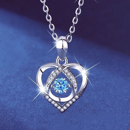 Sterling Silver Crystal Heart Pendant Necklace