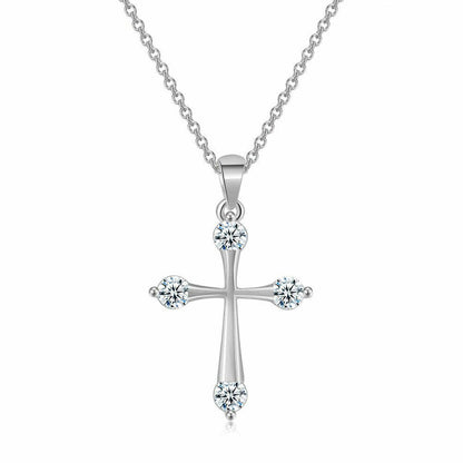 Crystal Cross Pendant Chain Necklace 