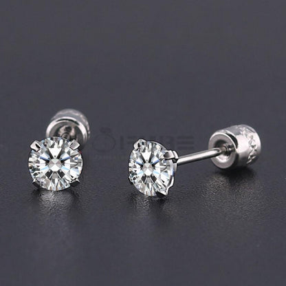 3Mm Silver Trendy Screw Back Cubic Zirconia Crystal Cartilage Stud Earrings