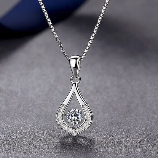 Crystal Water Drop Pendant Necklace 