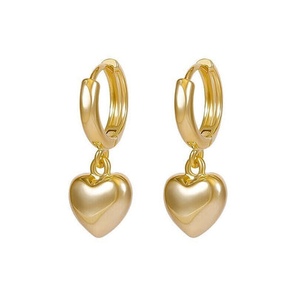Charm Gold Heart Drop Dangle Hoop Earrings Women Girls Jewellery Gift