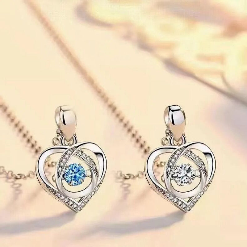Sterling Silver Crystal Heart Pendant Necklace