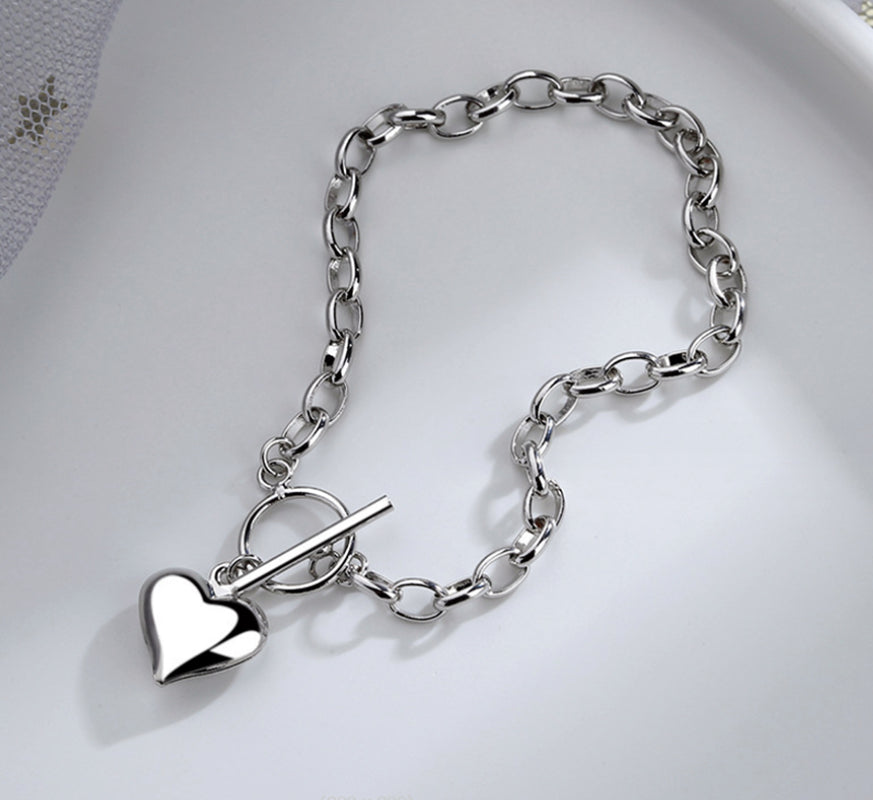 Heart Pendant Necklace Bracelet Women Jewellery
