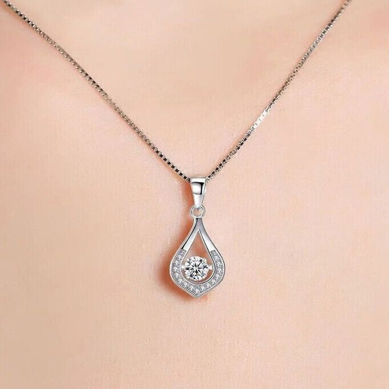 Crystal Water Drop Pendant Necklace 