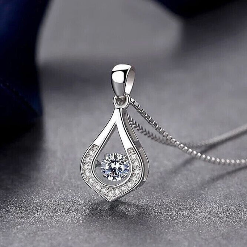 Crystal Water Drop Pendant Necklace 