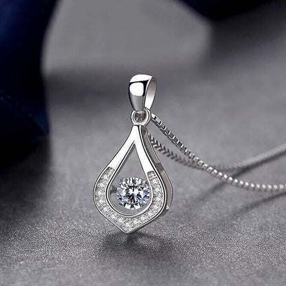 Crystal Water Drop Pendant Necklace 