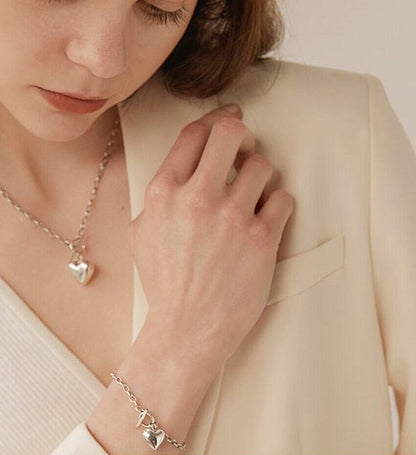 Heart Pendant Necklace Bracelet Women Jewellery