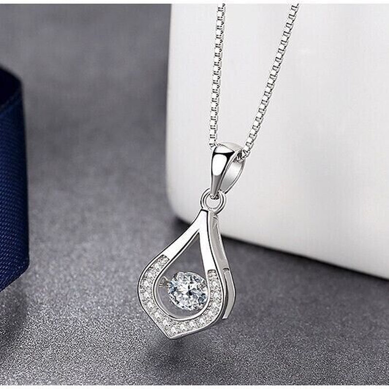 Crystal Water Drop Pendant Necklace 