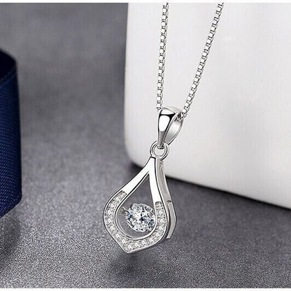 Crystal Water Drop Pendant Necklace 