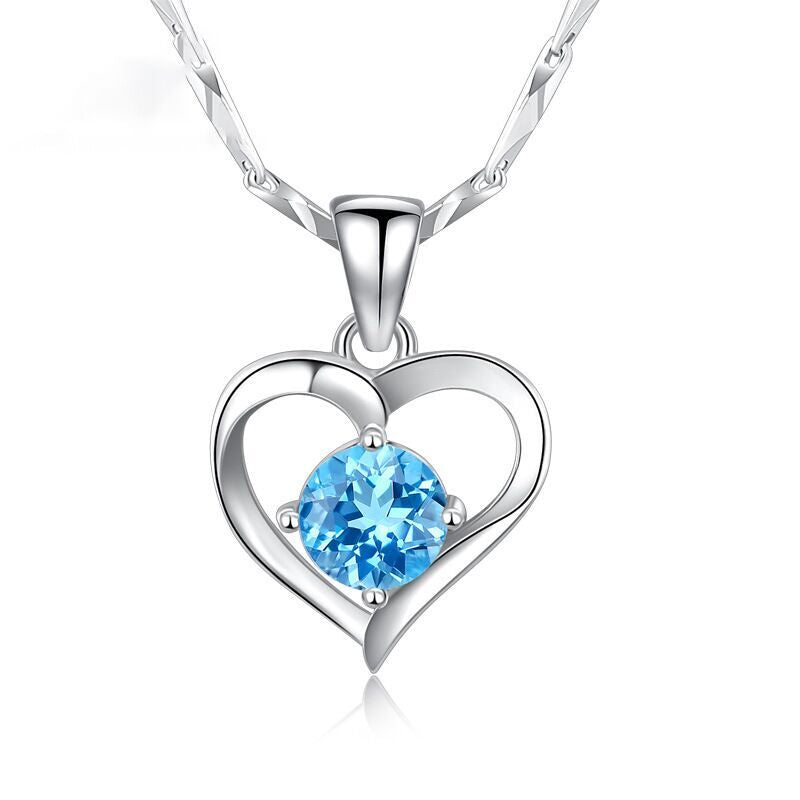 Crystal Heart Pendant Chain Necklace Jewellery 