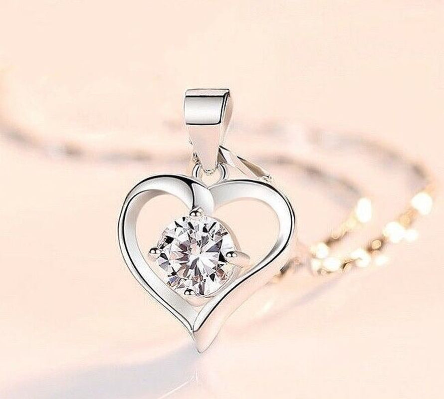 Crystal Heart Pendant Chain Necklace Jewellery 