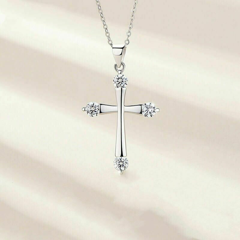Crystal Cross Pendant Chain Necklace 