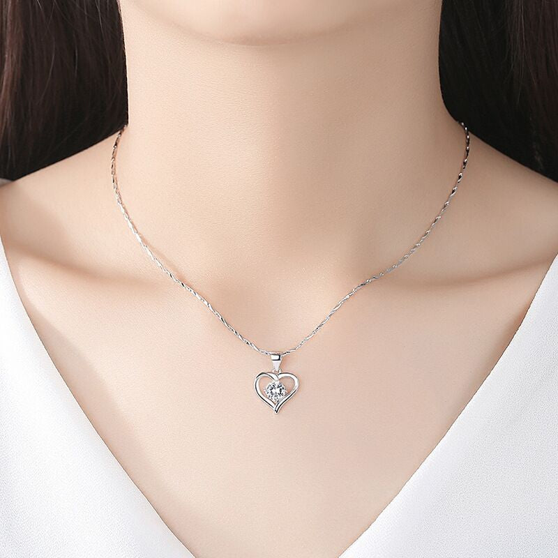 Crystal Heart Pendant Chain Necklace Jewellery 