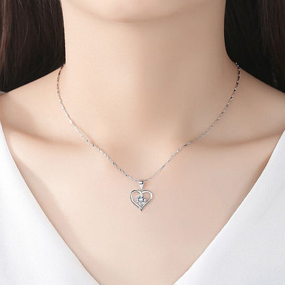 Crystal Heart Pendant Chain Necklace Jewellery 