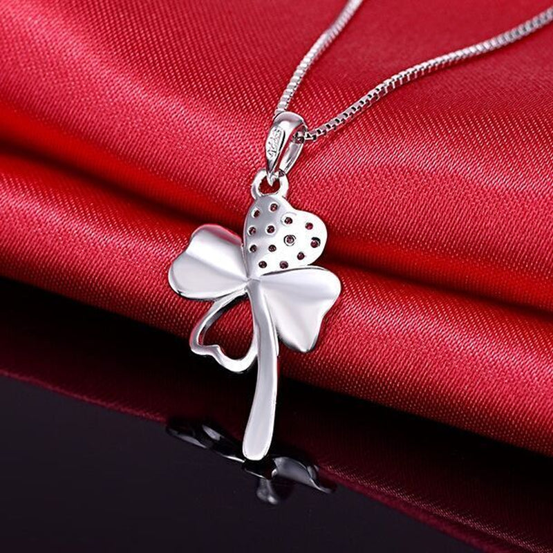 Crystal Clover Pendant Chain Necklace 