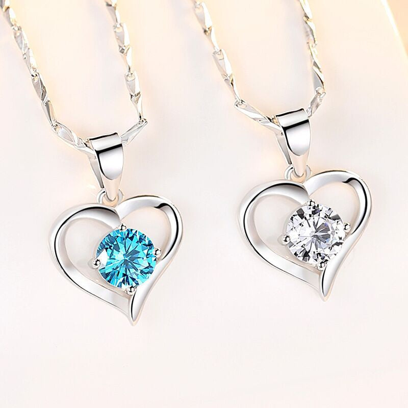 Crystal Heart Pendant Chain Necklace Jewellery 