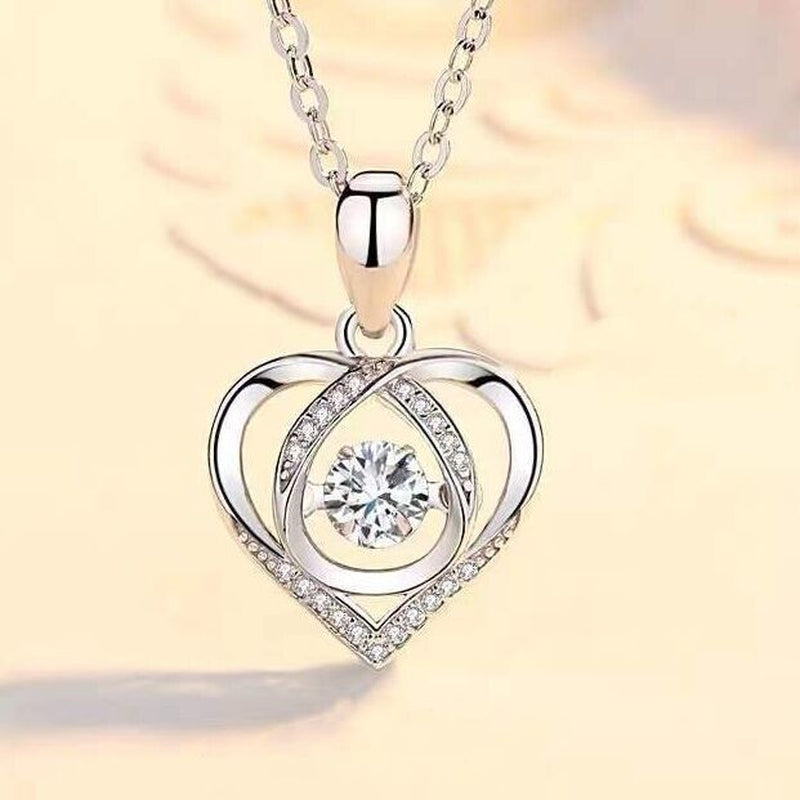 Sterling Silver Crystal Heart Pendant Necklace