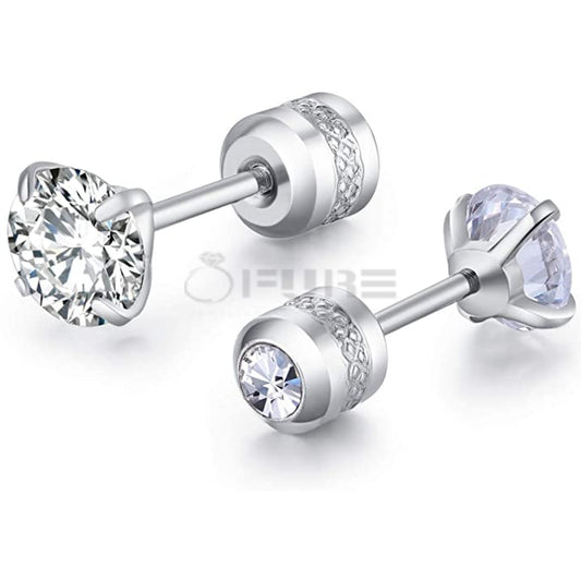 3Mm Silver Trendy Screw Back Cubic Zirconia Crystal Cartilage Stud Earrings
