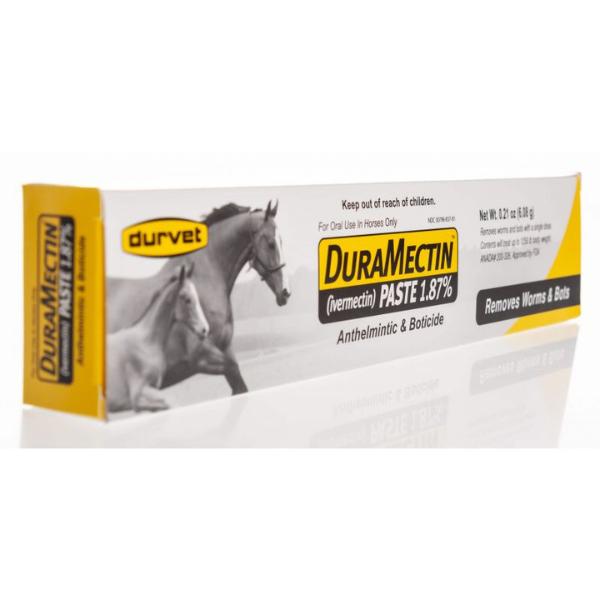 Durvet Duramectin Ivermectin Paste 1.87% Horse Dewormer – 1 Tube | Controls Worms & Bots | Broad-Spectrum Equine Parasite Treatment