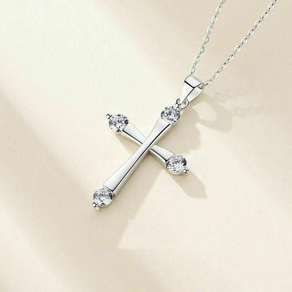 Crystal Cross Pendant Chain Necklace 