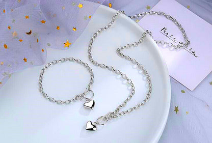 Heart Pendant Necklace Bracelet Women Jewellery