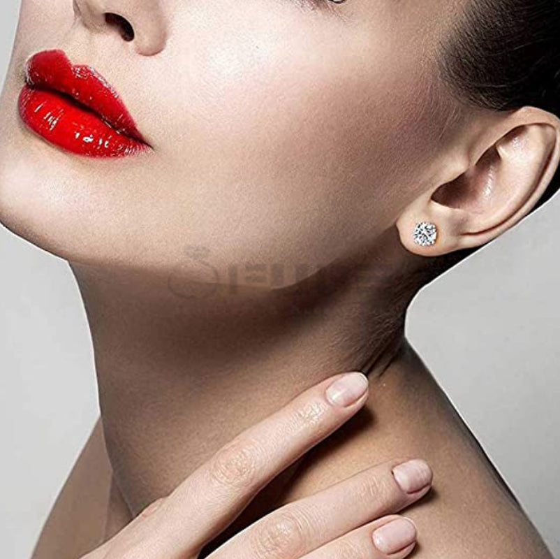 3Mm Silver Trendy Screw Back Cubic Zirconia Crystal Cartilage Stud Earrings