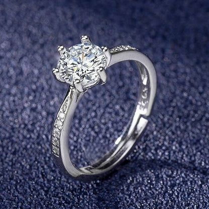 Crystal Stone Adjustable Ring Sterling Silver 